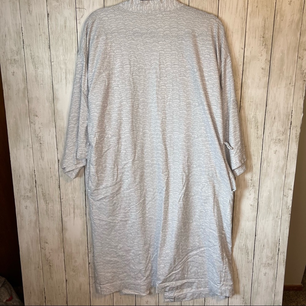 Garnet Hill Sleep Robe White Gray size Small - Picture 4 of 8